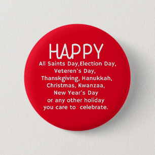 Happy Holidays 6 Cm Round Badge