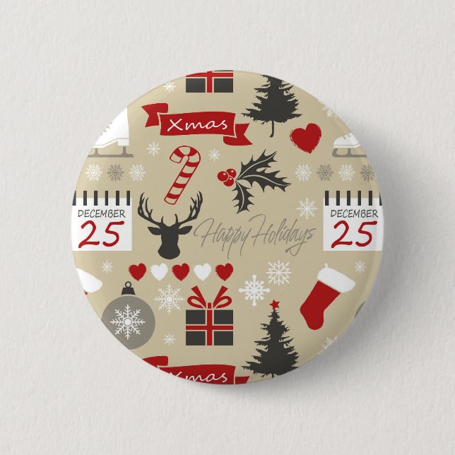 Happy Holidays 6 Cm Round Badge (Front)