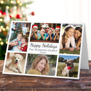 Happy Holidays 6 Photo Collage Christmas Holiday Card