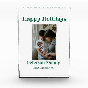 Happy holidays add family photo green Christmas fa Block