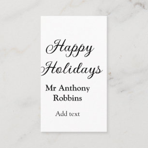 Happy holidays add name date year simple minimChri Business Card