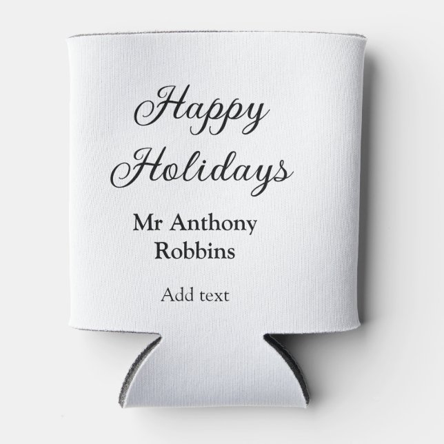 Happy holidays add name date year simple minimChri Can Cooler (Front)