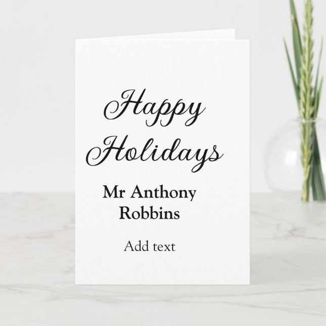 Happy holidays add name date year simple minimChri Card (Front)