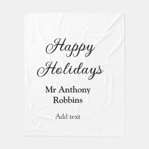 Happy holidays add name date year simple minimChri Fleece Blanket