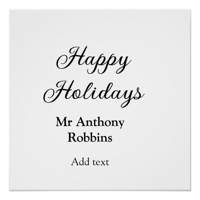 Happy holidays add name date year simple minimChri Poster (Front)
