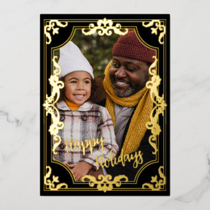 Happy Holidays Add Your Photo and Text Real Gold