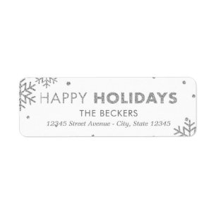 Happy Holidays Address Labels Faux Silver