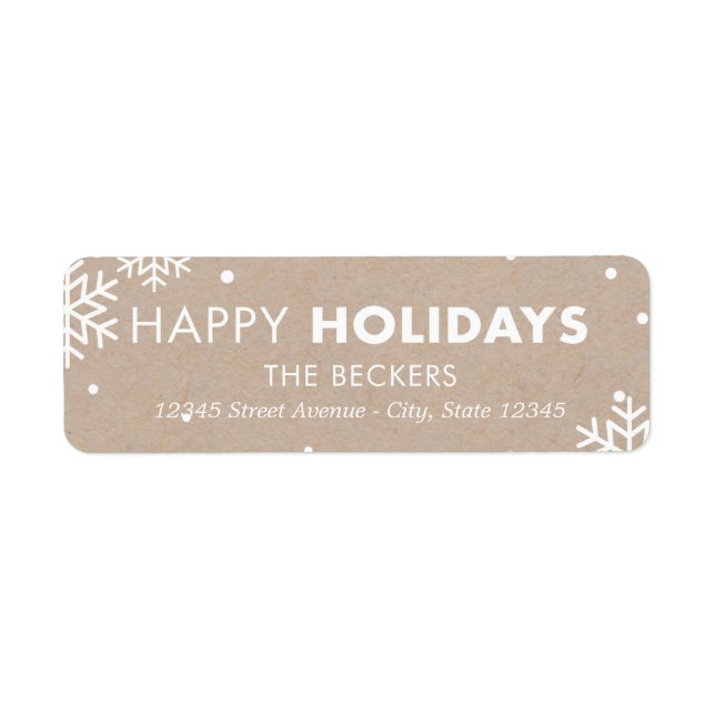 Happy Holidays Address Labels Kraft (Front)
