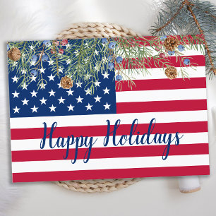 Happy Holidays American Flag Patriotic Corporate Holiday Card