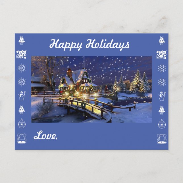 Happy Holidays and Personalise with your names Holiday Postcard (Front)