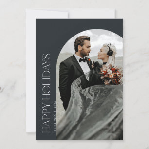 Happy Holidays Arch Photo Christmas Card Black