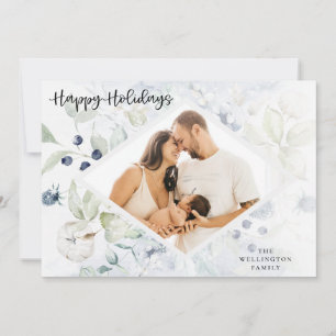 Happy Holidays Arctic Winter Botanical Photo Holiday Card