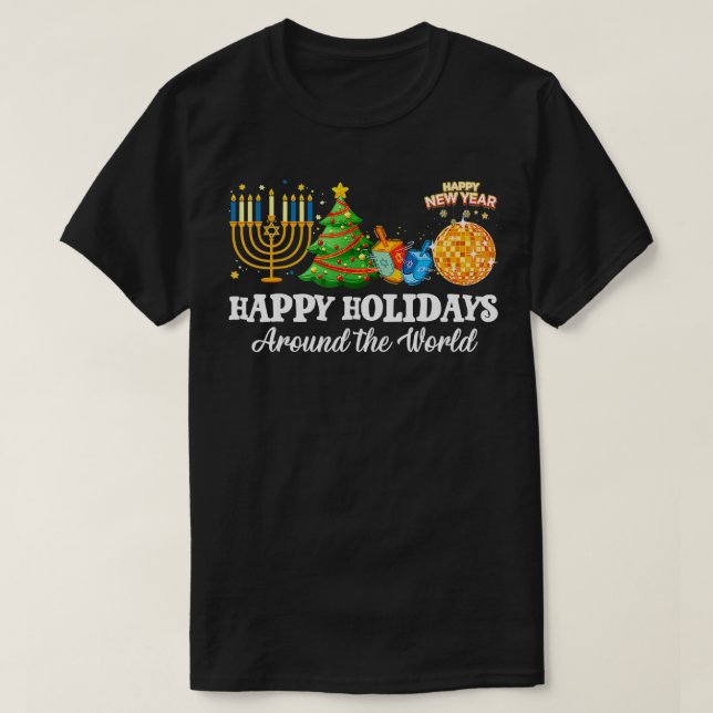 Happy Holidays Around The World Christmas Family M T-Shirt (Design Front)