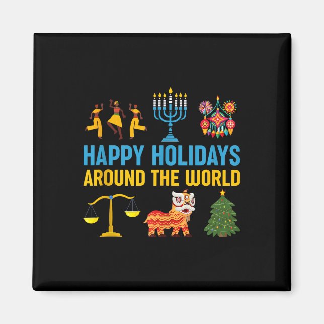 Happy Holidays Around The World Multicultural Cele Magnet (Front)