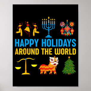 Happy Holidays Around The World Multicultural Matc Poster