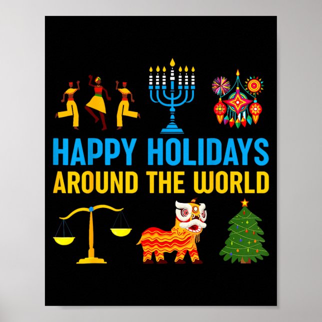 Happy Holidays Around The World Multicultural Matc Poster (Front)