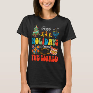Happy Holidays Around World Christmas Hanukkah Diw T-Shirt