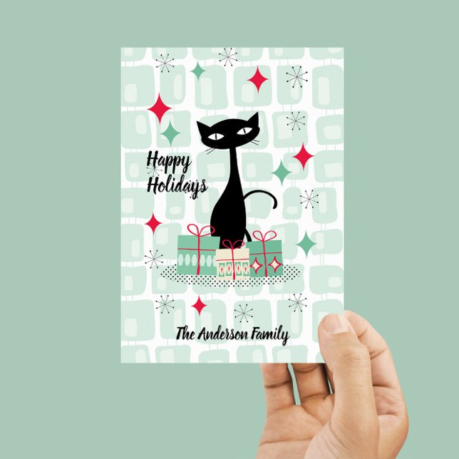 Happy Holidays, Atomic Christmas Cat Magnetic Card (Creator Uploaded)