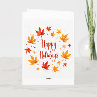 Happy Holidays Autumn Leaves Card