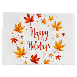 Happy Holidays Autumn Leaves Gift Bag