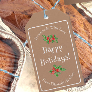 Happy Holidays Baking Gift Brown Editable Tags