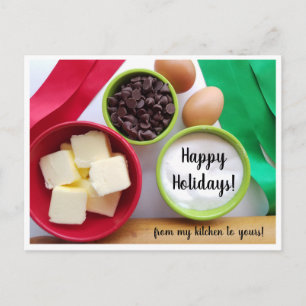 Happy Holidays Baking Ingredients from my Kitchen Postcard