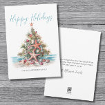 Happy Holidays Beach Christmas Tree Holiday Card<br><div class="desc">Happy Holidays Beach Christmas Tree Holiday Card. Happy Holidays! Spread some coastal cheer with this beach-inspired holiday card featuring a charming seashell and starfish Christmas tree. The design showcases the elegant script Happy Holidays at the top, a festive tree adorned with seashells and a starfish topper in the centre, and...</div>