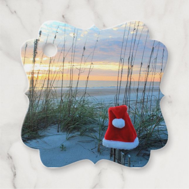 Happy Holidays beach theme gift tag Amelia Island (Front)
