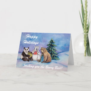 Happy Holidays Beary Best Custom Greeting Card