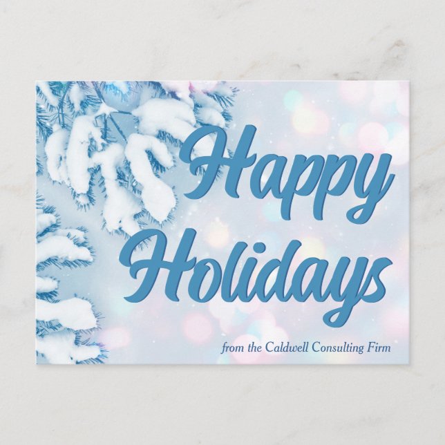 Happy Holidays Beautiful Blue Winter Snowflakes Postcard (Front)
