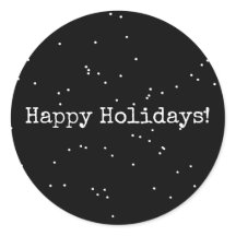 Happy Holidays Black and White Minimalist