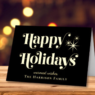 Happy Holidays Black Christmas Foil Holiday Card