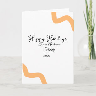Happy holidays black orange name date year spiral card