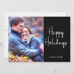 Happy Holidays   Black Photo Holiday Card
