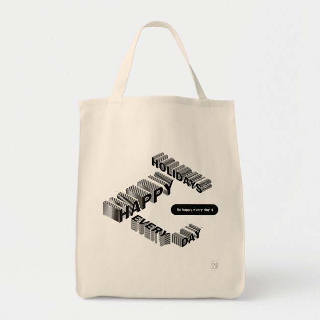 Happy Holidays, Black & White Tote Bag (Front)