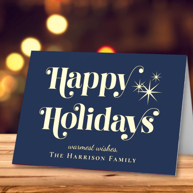 Happy Holidays Blue Christmas Foil Holiday Card (Creator Uploaded)