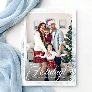 Happy Holidays Blue Christmas Holiday Card