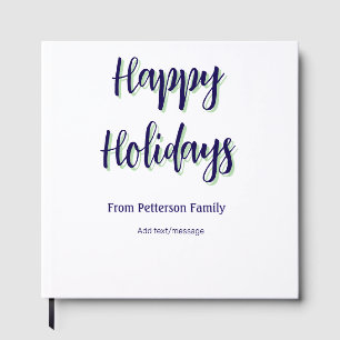 Happy holidays blue green Christmas stylish modern Guest Book