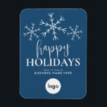 Happy Holidays Blue Modern Logo Business  Magnet<br><div class="desc">Happy Holidays Blue Modern Business Logo Holiday Card Magnet</div>