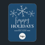 Happy Holidays Blue Modern Logo Business  Magnet<br><div class="desc">Happy Holidays Blue Modern Business Logo Holiday Card Magnet</div>