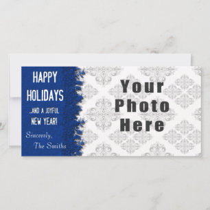 Happy Holidays Blue Snowflake Holiday Card