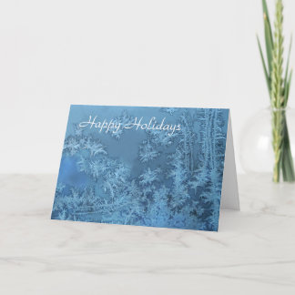 Happy Holidays Blue Winter Frost Holiday Card