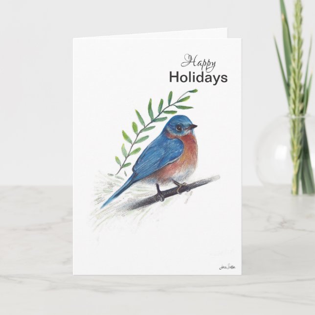 Happy Holidays  Bluebird Card (Front)