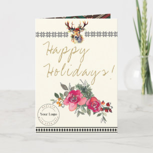 Happy Holidays Boho Business Logo Greeting Card