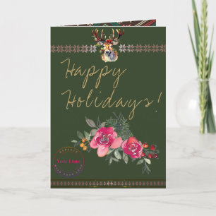 Happy Holidays Boho Business Logo Greeting Card