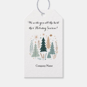 Happy Holidays Boho Christmas Trees Company Gift Tags