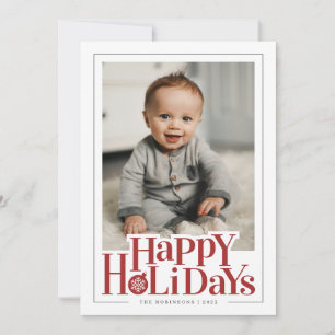 Happy Holidays Bold Red Photo Holiday Card