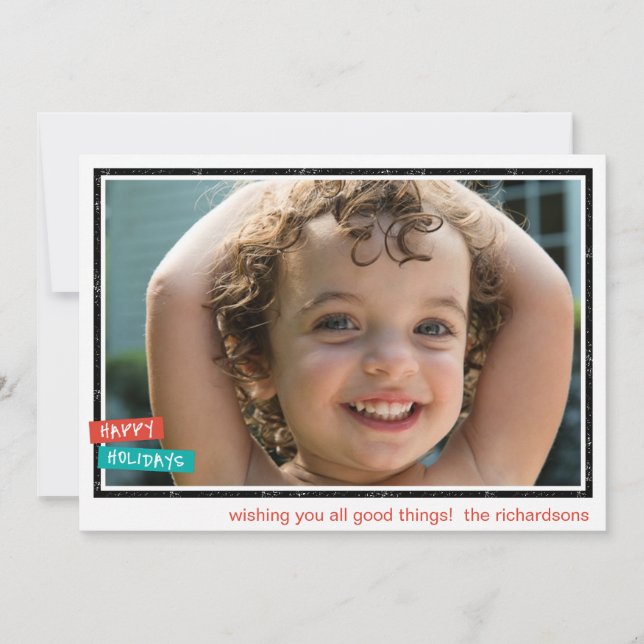 Happy Holidays Border Holiday Card (Front)