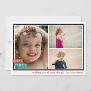 Happy Holidays Border x3 Holiday Card