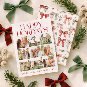 Happy Holidays Bow Photo Collage Holiday Card